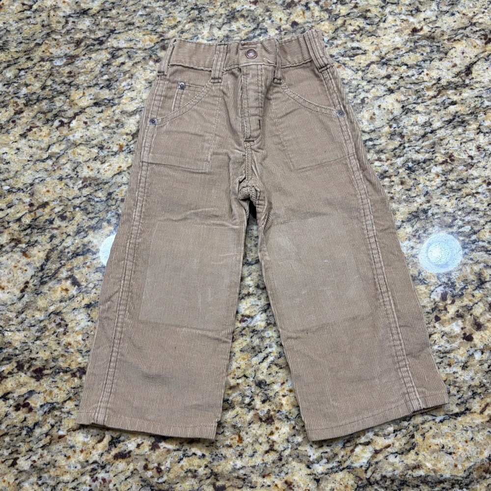 Vintage Sears Toughskins Tan Corduroy Pants Kids Size 3 Perma-Prest Straight Leg